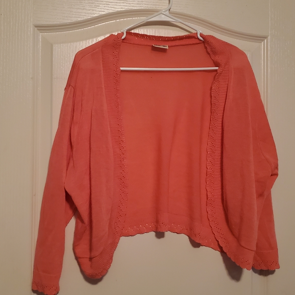 Coral light knit shrug